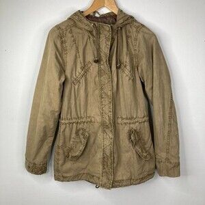 Multiblu Tan hooded full zip military utility cargo jacket size EU 36 - small